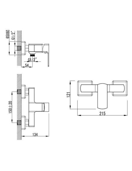 Змішувач для душу Corso Como BF-1D129C, діаметр картриджа 35мм, латунь - 4