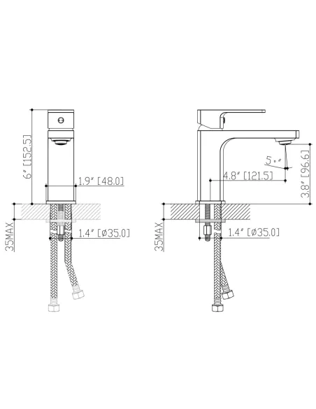 Змішувач для умивальника Corso Como BF-2A129C, діаметр картриджа 35мм, литий - 7
