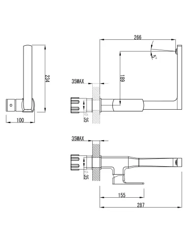 Змішувач для кухні Corso Como BF-4B229C, діаметр картриджа 35мм, Г-вилив, латунь - 3