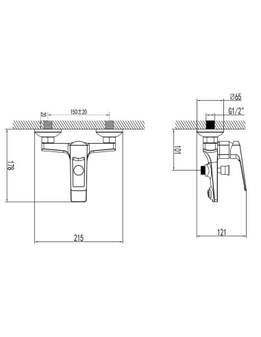 Змішувач для ванни Corso Bolsena CB-1C137C, діаметр картриджа 35мм, литий, латунь - 4