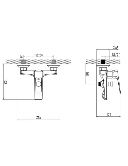 Змішувач для ванни Corso Bolsena CB-1C137C, діаметр картриджа 35мм, литий, латунь - 4
