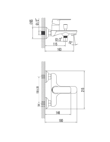 Смеситель для ванны Corso Bracciano CF-1C136C, диаметр картриджа 35мм, литой, латунь - 4