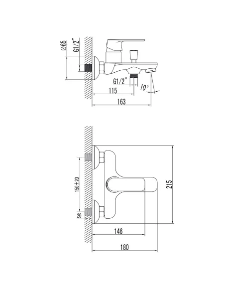 Смеситель для ванны Corso Bracciano CF-1C136C, диаметр картриджа 35мм, литой, латунь - 4