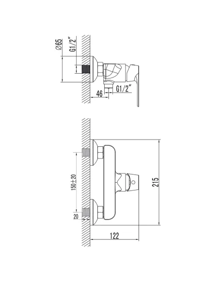 Змішувач для душу Corso Bracciano CF-1D136C, діаметр картриджа 35мм, латунь - 4