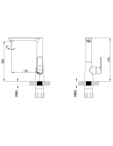 Смеситель для кухни Corso Bracciano CF-4B236C, диаметр картриджа 35мм, Г-излив, латунь - 7