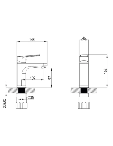 Змішувач для умивальника Corso Marmore DB-1A138C, латунь, хром - 7