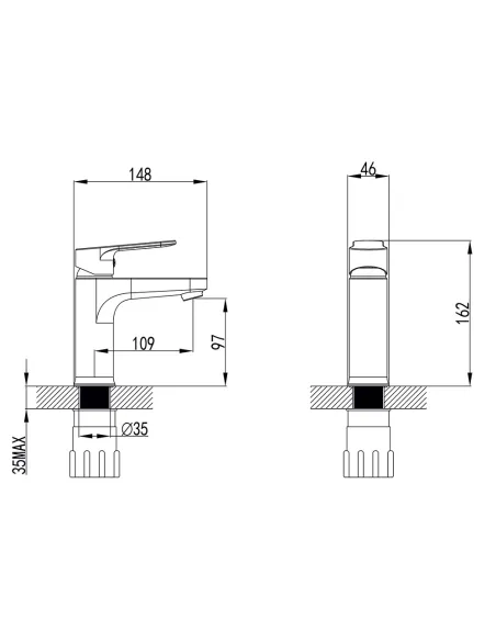 Змішувач для умивальника Corso Marmore DB-1A138C, латунь, хром - 7
