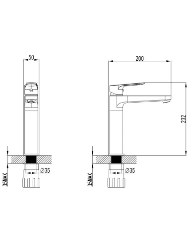 Змішувач для умивальника Corso Marmore DB-1A638C, латунь, хром - 6