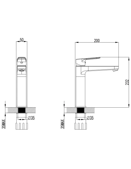Змішувач для умивальника Corso Marmore DB-1A638C, латунь, хром - 6
