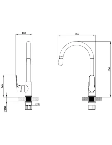 Смеситель для кухни Corso Marmore, латунь, J-излив - 7
