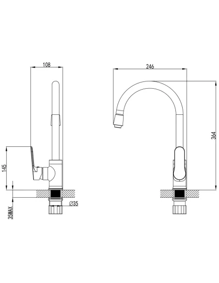 Смеситель для кухни Corso Marmore, латунь, J-излив - 7