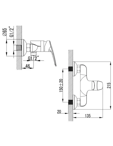 Смеситель для душа Corso Serio DC-1D146C, латунь, хром - 3
