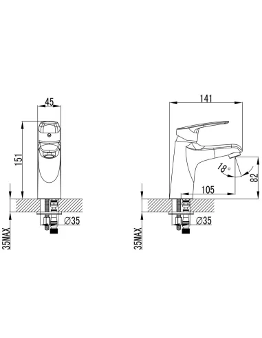 Смеситель для умывальника Corso Serio DC-2A146C, латунь, хром - 6