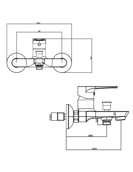 Змішувач для ванни Corso Liri DF-1C140C, латунь, хром - 9