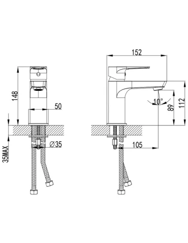 Смеситель для умывальника Corso Liri DF-2A140C, латунь, хром - 6