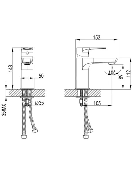 Смеситель для умывальника Corso Liri DF-2A140C, латунь, хром - 6
