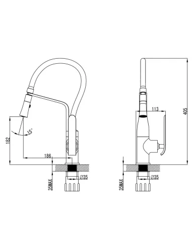 Смеситель для кухни Corso Adda EB-4B519C, латунь, излив силиконовый синий - 6