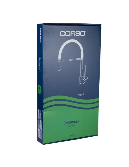 Смеситель для кухни Corso Omodeo EC-4B526C, латунь, излив силиконовый черный - 4