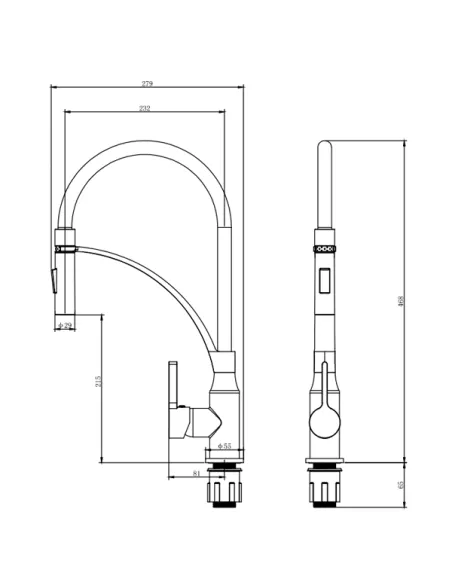 Смеситель для кухни Corso Omodeo EC-4B526C, латунь, излив силиконовый черный - 5