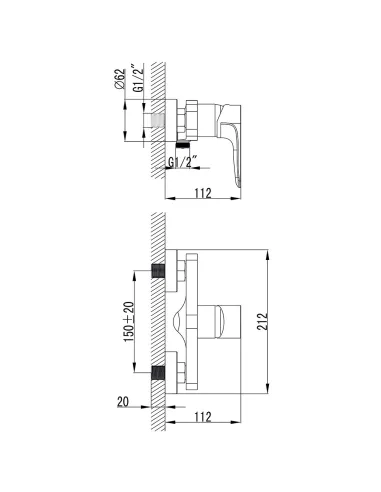 Змішувач для душу Corso Maggiore BE-1D122C, латунь, хром - 4