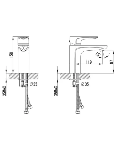 Смеситель для умывальника Corso Maggiore BE-2A122C латунь, хром  - 6