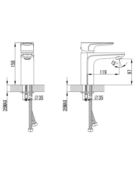 Смеситель для умывальника Corso Maggiore BE-2A122C латунь, хром  - 6
