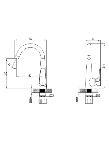 Смеситель для кухни Corso Maggiore BE-4B122C, J-излив, латунь, хром - 6