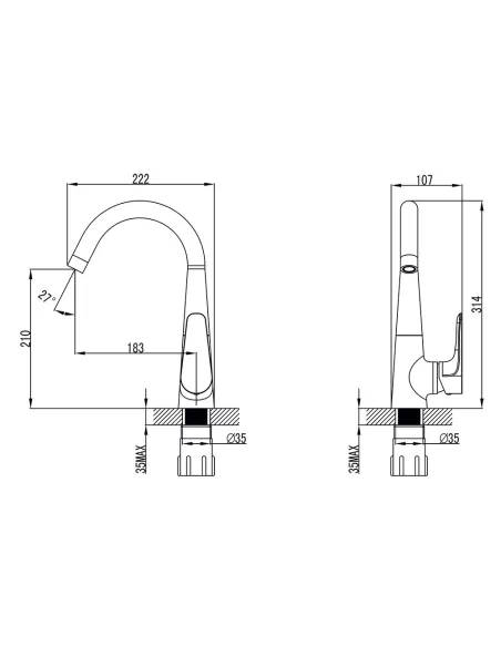 Смеситель для кухни Corso Maggiore BE-4B122C, J-излив, латунь, хром - 6