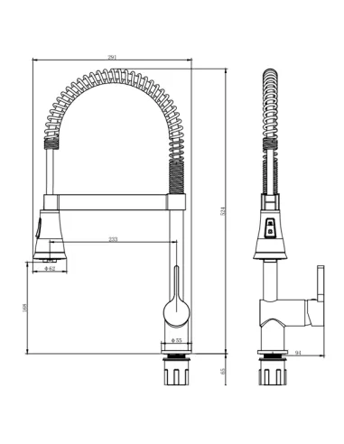 Смеситель для кухни Corso Omodeo EC-4B626C, латунь, излив гибкий с пружиной - 4
