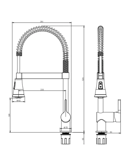 Смеситель для кухни Corso Omodeo EC-4B626C, латунь, излив гибкий с пружиной - 4