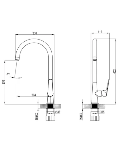Смеситель для кухни Corso Lugano CH-4B147C, J-излив, латунь, хром - 7