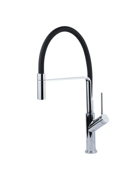 Змішувач для кухні Corso Adda EB-4B520C, латунь, хром, вилив силіконовий чорний - 1