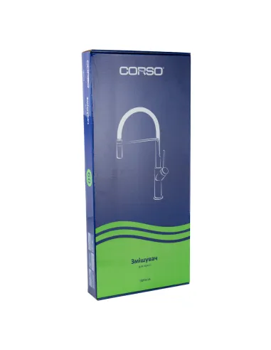 Змішувач для кухні Corso Adda EB-4B520C, латунь, хром, вилив силіконовий чорний - 6