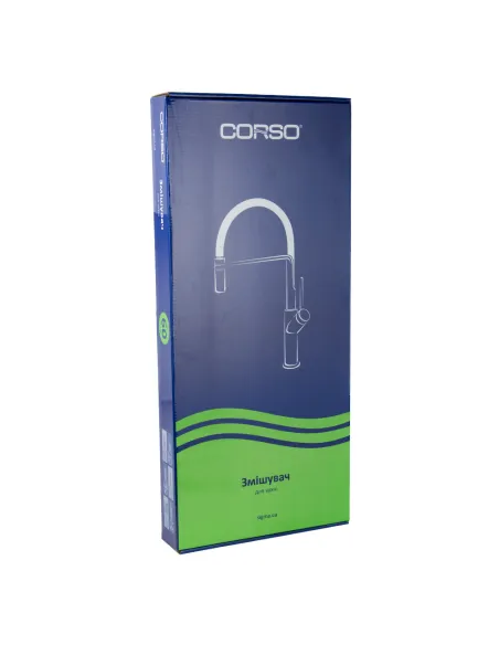 Змішувач для кухні Corso Adda EB-4B520C, латунь, хром, вилив силіконовий чорний - 6