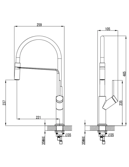 Змішувач для кухні Corso Adda EB-4B520C, латунь, хром, вилив силіконовий чорний - 7
