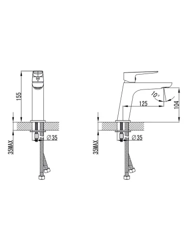 Смеситель для умывальника Corso Lugano CH-2A147C, латунь, хром - 6