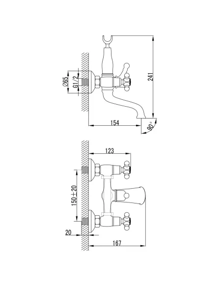 Змішувач для ванни Corso Brenta FE-2C152K, латунь, бронза - 8