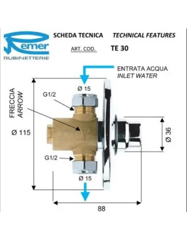 Кран дозатор для душу Remer Tempor TE30 (1/2) - 2