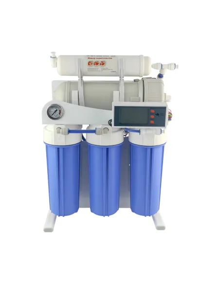 Фильтр обратного осмоса Raifil 400G Blue controller, высокопроизводительный, 5 ступеней очистки, с помпой, манометром и контрол 