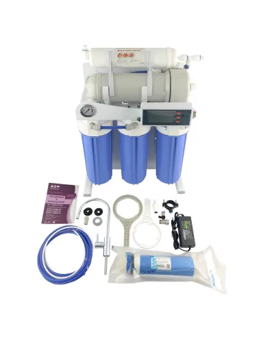 Фильтр обратного осмоса Raifil 400G Blue controller, высокопроизводительный, 5 ступеней очистки, с помпой, манометром и контрол 