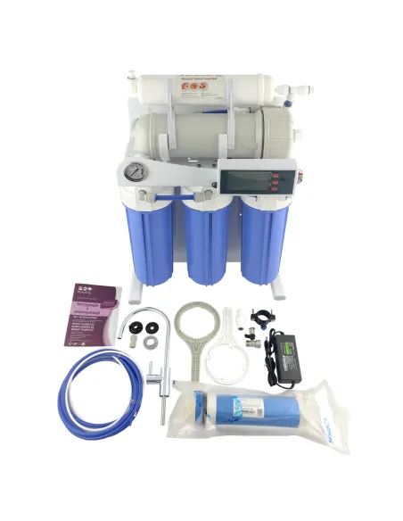 Фильтр обратного осмоса Raifil 400G Blue controller, высокопроизводительный, 5 ступеней очистки, с помпой, манометром и контрол 