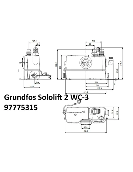 Каналізаційна установка Grundfos Sololift2 WC-3 сололіфт - 2