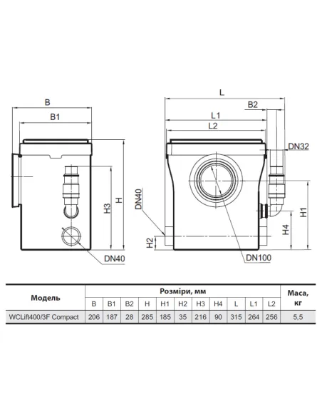Канализационная установка NPO WCLift 400/3F Compact - 2