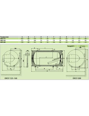 Бойлер Drazice Okcv 200 комбінований, горизонтальний, праве підключення - 2