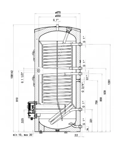 Бойлер Drazice Okce 300 Ntrr/3-6kW комбинированный, косвенного нагрева, напольный - 3
