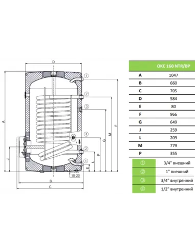 Бойлер Drazice Okc 160 Ntr/Bp косвенного нагрева, напольный - 3