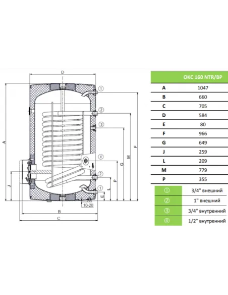 Бойлер Drazice Okc 160 Ntr/Bp косвенного нагрева, напольный - 3