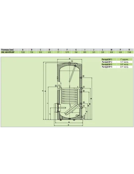 Бойлер Drazice Okc 300 Ntr/Bp косвенного нагрева, напольный - 3