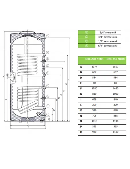 Бойлер Drazice Okc 250 Ntrr/Sol косвенного нагрева, напольный, для солнечных систем - 4