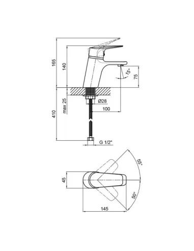 Змішувач для умивальника Lidz CRM 19 46 001F - 2